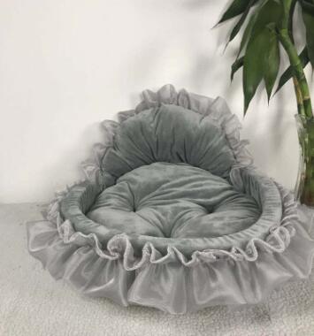 HKM-6165437 Cozy Lace Pet Nest for Cats - Small and Large Sizes Available in Pink, Purple, Green, and Gray