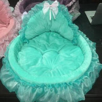 HKM-6165437 Cozy Lace Pet Nest for Cats - Small and Large Sizes Available in Pink, Purple, Green, and Gray