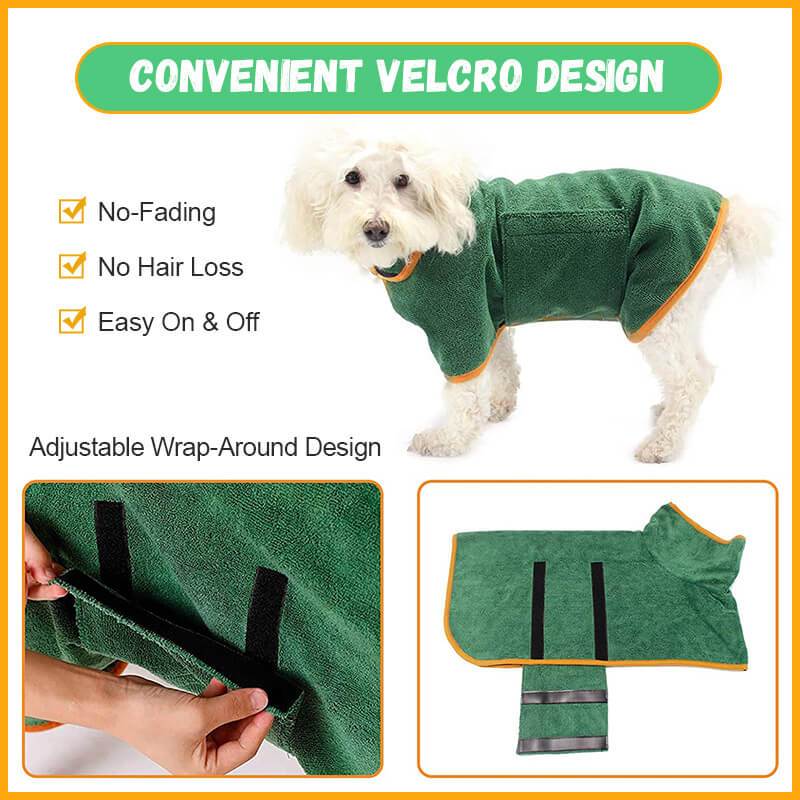 HKM-6165565 Super Absorbent Microfiber Dog Bathrobe with Adjustable Strap for Quick Drying