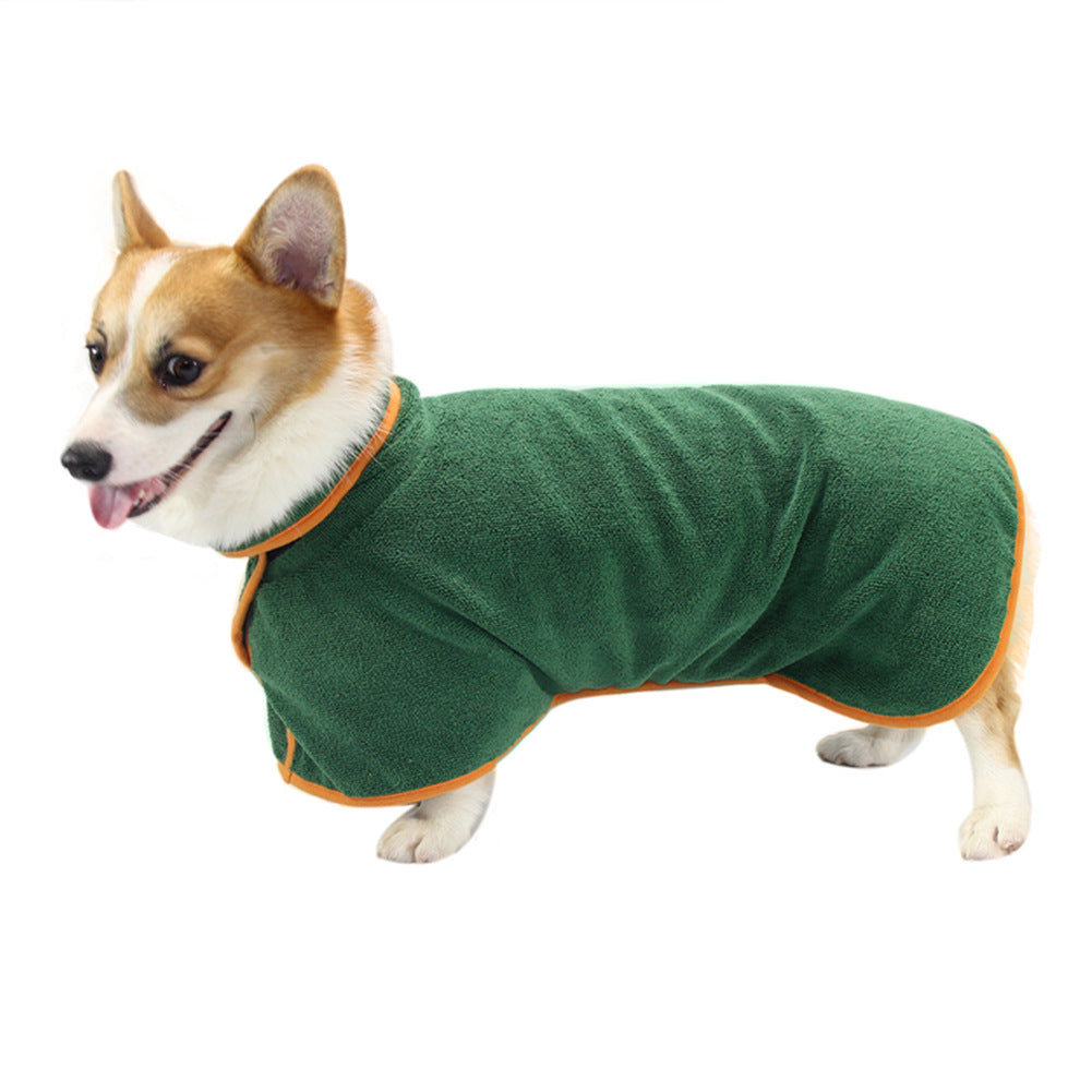 HKM-6165565 Super Absorbent Microfiber Dog Bathrobe with Adjustable Strap for Quick Drying