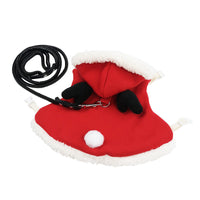 HKM-6165949 Rabbit Vest-Style Traction Rope Outfit for Guinea Pigs, Chinchillas, and Pet Rabbits - Stylish Lace Bow Design in Christmas Theme