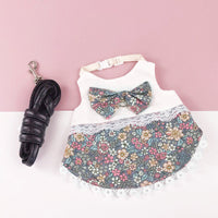 HKM-6165949 Rabbit Vest-Style Traction Rope Outfit for Guinea Pigs, Chinchillas, and Pet Rabbits - Stylish Lace Bow Design in Christmas Theme