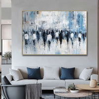 HKM-616723 Hand-Painted Oil Canvas Wall Art - Abstract Street Scene for Living Room Decor, Rolled and Unstretched