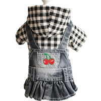 HKM-6167741 Embroidered Denim Skirt for Dogs in Plaid Designs, Multiple Sizes Available