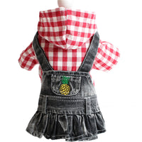 HKM-6167741 Embroidered Denim Skirt for Dogs in Plaid Designs, Multiple Sizes Available