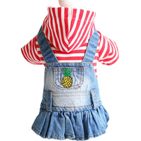 HKM-6167741 Embroidered Denim Skirt for Dogs in Plaid Designs, Multiple Sizes Available