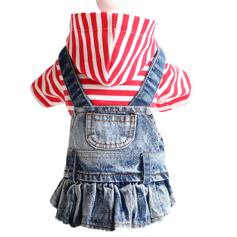 HKM-6167741 Embroidered Denim Skirt for Dogs in Plaid Designs, Multiple Sizes Available