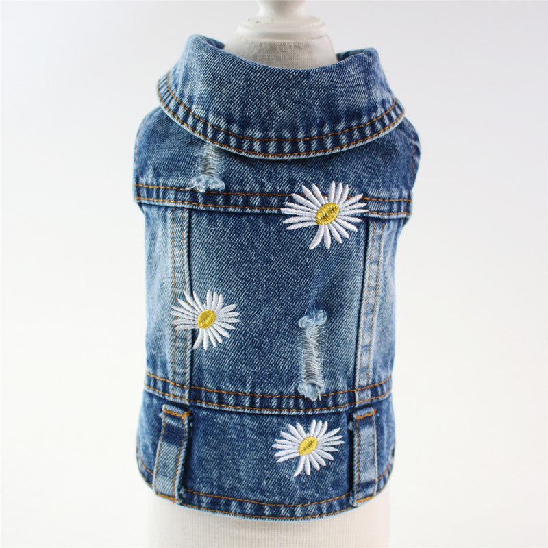 HKM-6167741 Embroidered Denim Skirt for Dogs in Plaid Designs, Multiple Sizes Available