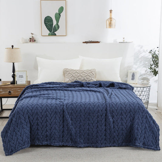 HKM-616787 Double-Sided Jacquard Velvet Blanket in Solid Colors and Multiple Sizes