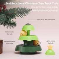 HKM-6168637 Tree-Shaped Interactive Cat Toy with Catnip Balls - 2-Level Roller Track for Indoor Cats