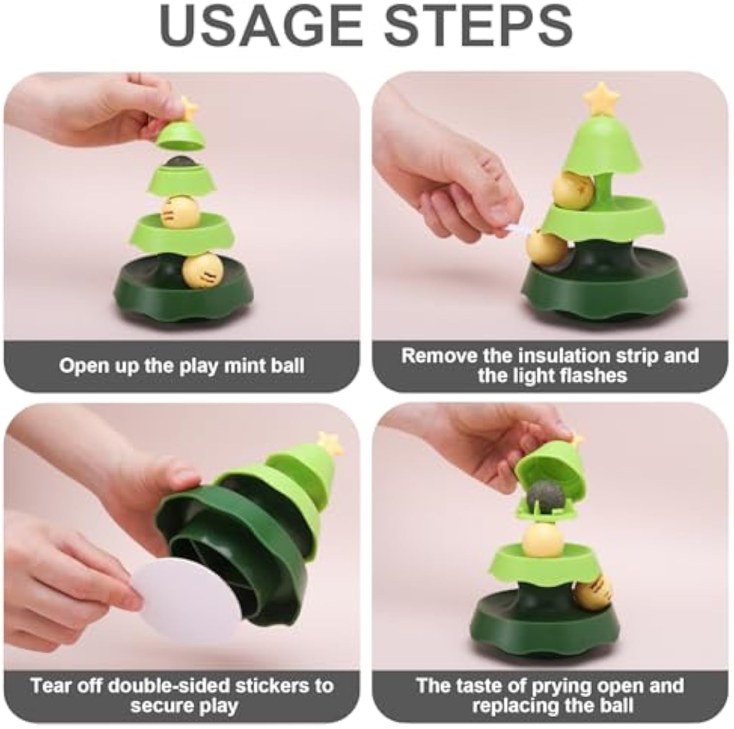 HKM-6168637 Tree-Shaped Interactive Cat Toy with Catnip Balls - 2-Level Roller Track for Indoor Cats