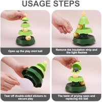HKM-6168637 Tree-Shaped Interactive Cat Toy with Catnip Balls - 2-Level Roller Track for Indoor Cats