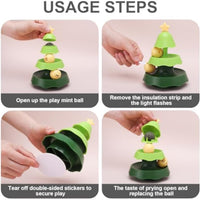 HKM-6168637 Tree-Shaped Interactive Cat Toy with Catnip Balls - 2-Level Roller Track for Indoor Cats