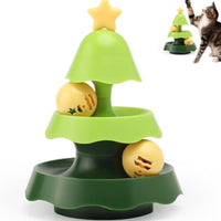 HKM-6168637 Tree-Shaped Interactive Cat Toy with Catnip Balls - 2-Level Roller Track for Indoor Cats