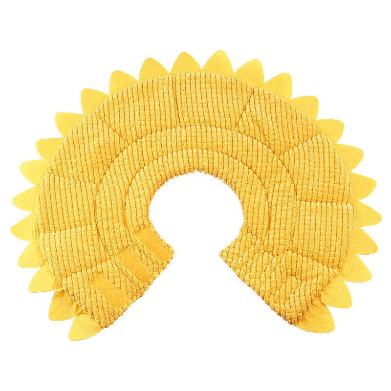 HKM-6169149 Pet Sunflower Collar Postoperative Protection Ring - Soft Cloth, Yellow, Multi-Size Options