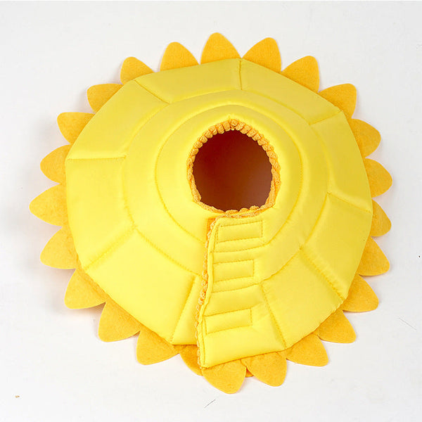 HKM-6169149 Pet Sunflower Collar Postoperative Protection Ring - Soft Cloth, Yellow, Multi-Size Options
