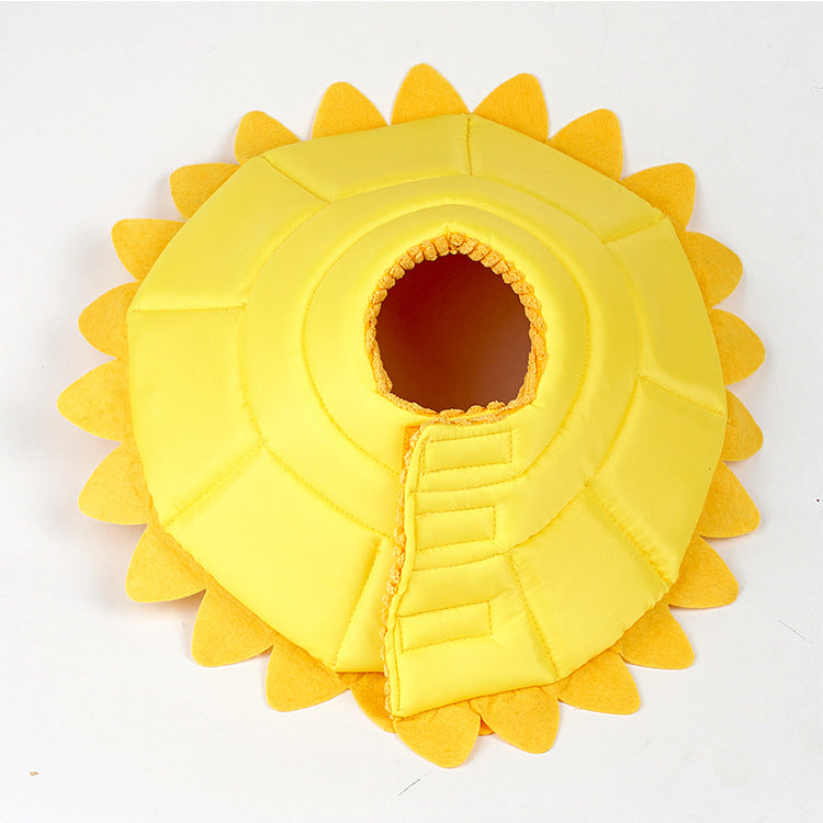 HKM-6169149 Pet Sunflower Collar Postoperative Protection Ring - Soft Cloth, Yellow, Multi-Size Options