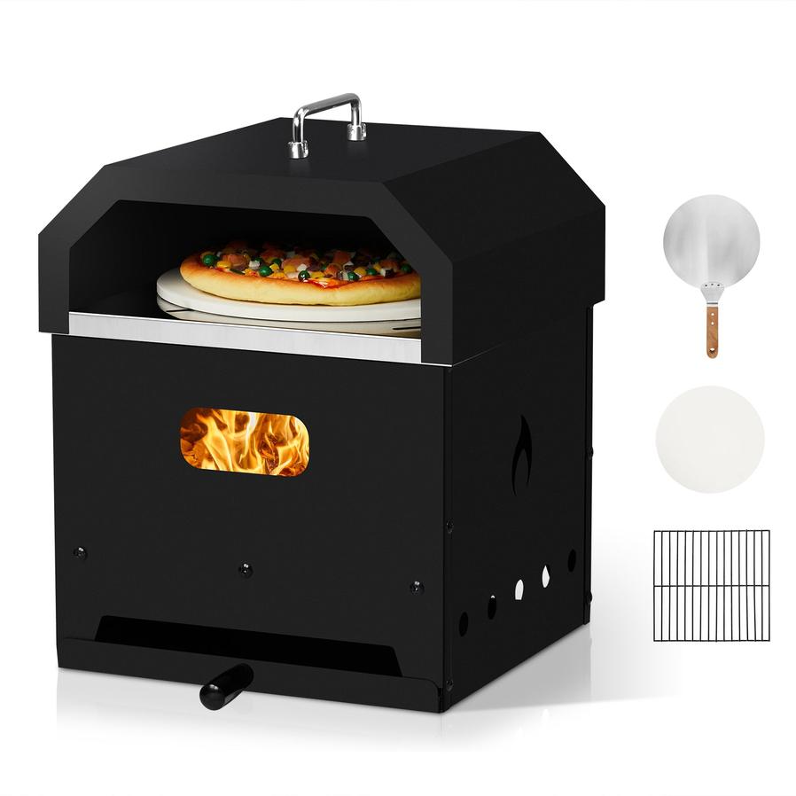 HKM-616979 Square Black Iron Charcoal Pizza Oven with Handle