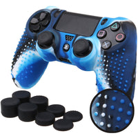 HKM-617107 Silicone Non-Slip Case Cover for PS4 DualShock 4 Controllers with Joystick Caps