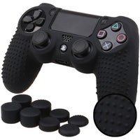 HKM-617107 Silicone Non-Slip Case Cover for PS4 DualShock 4 Controllers with Joystick Caps
