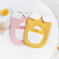 HKM-6171709 Cute Buckle Undershirt for Dogs in Yellow and Pink Cotton - Fashionable Minimalist Design