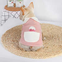 HKM-6171709 Cute Buckle Undershirt for Dogs in Yellow and Pink Cotton - Fashionable Minimalist Design