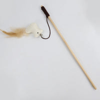 HKM-6171965 Cat Pole Toy with Feather and Bell, 40cm Wooden Teaser for Playtime Fun