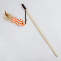 HKM-6171965 Cat Pole Toy with Feather and Bell, 40cm Wooden Teaser for Playtime Fun