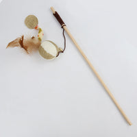 HKM-6171965 Cat Pole Toy with Feather and Bell, 40cm Wooden Teaser for Playtime Fun