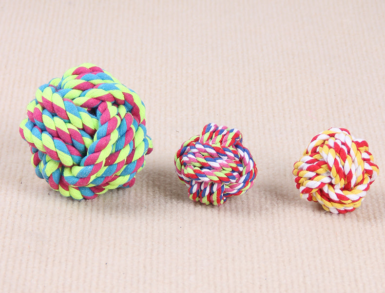 HKM-617235 Cotton Rope Ball Toy for Dogs - Molar Teeth Cleaning 9.5cm & 6cm Sizes