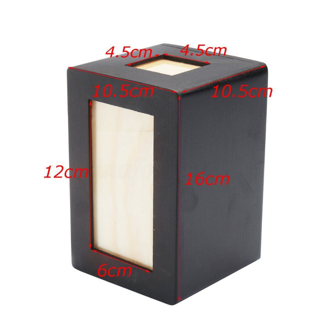 HKM-6172605 Cat Memorial Wooden Urn Box in Black - Natural Wood Pet Keepsake