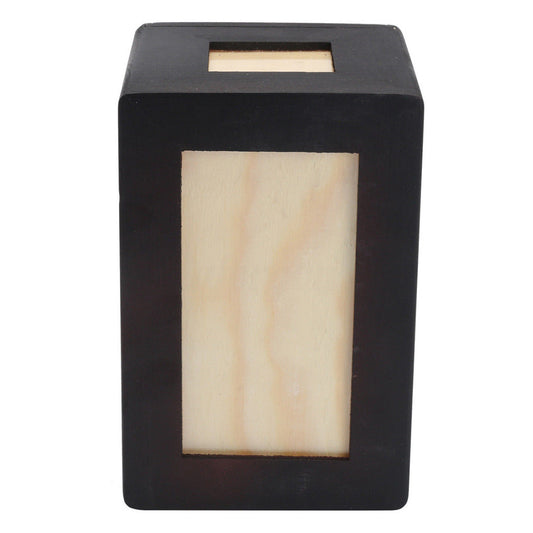 HKM-6172605 Cat Memorial Wooden Urn Box in Black - Natural Wood Pet Keepsake