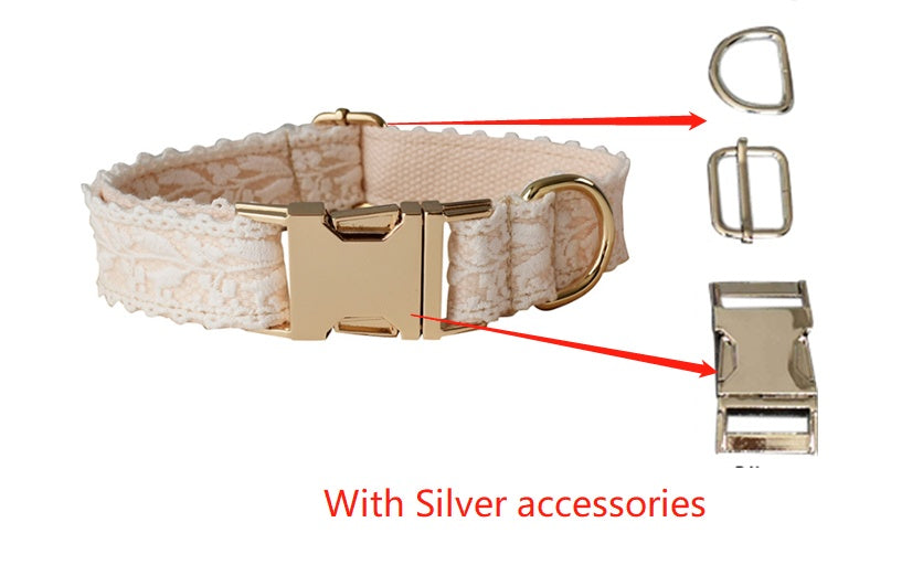HKM-6172989 Lace Pet Collar with Adjustable Metal Buckle for Year-Round Comfort