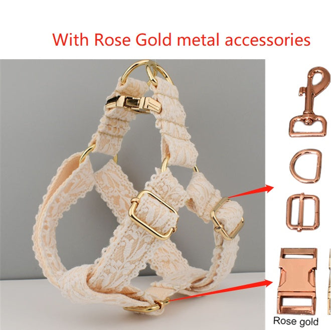 HKM-6172989 Lace Pet Collar with Adjustable Metal Buckle for Year-Round Comfort