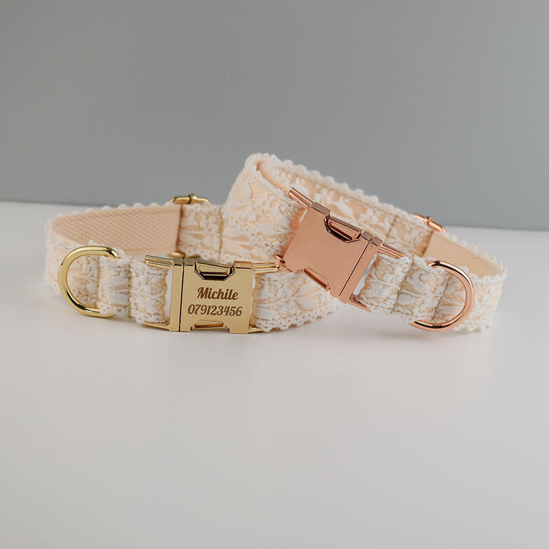 HKM-6172989 Lace Pet Collar with Adjustable Metal Buckle for Year-Round Comfort