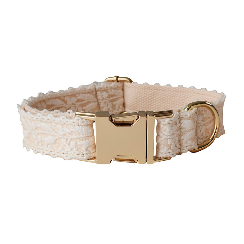 HKM-6172989 Lace Pet Collar with Adjustable Metal Buckle for Year-Round Comfort