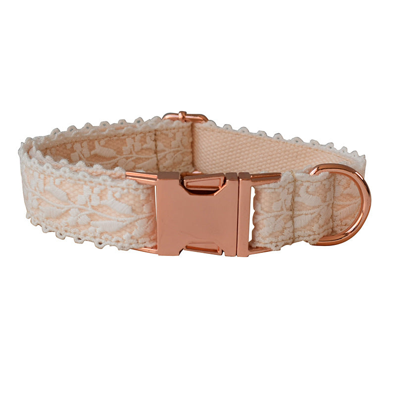 HKM-6172989 Lace Pet Collar with Adjustable Metal Buckle for Year-Round Comfort