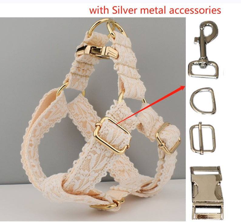 HKM-6172989 Lace Pet Collar with Adjustable Metal Buckle for Year-Round Comfort
