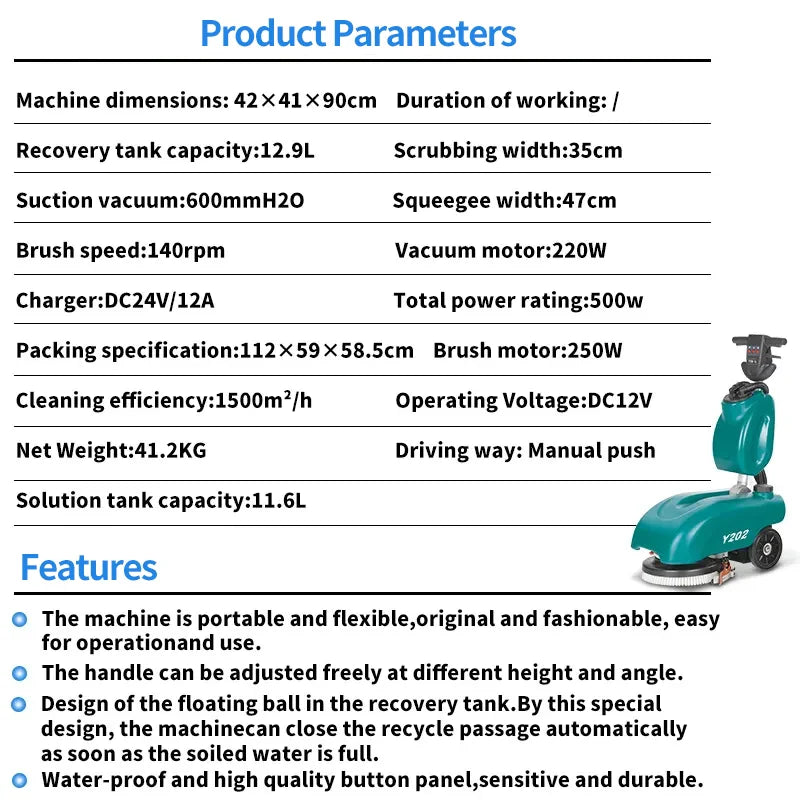HKM-617363 Fully Automatic Three-in-One Commercial Floor Cleaner with Battery Operated Sweeping Function