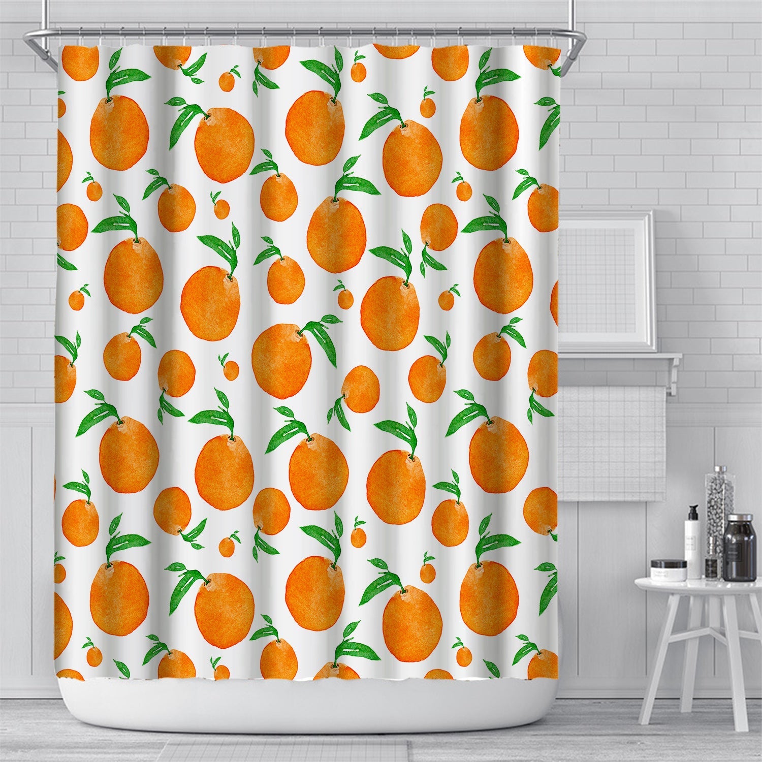 HKM-617491 Customizable Plant Waterproof Mildew-Proof Bathroom Shower Curtain with Hooks, 180cm x 180cm