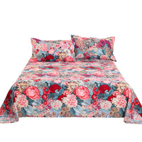 HKM-617619 Floral Cotton Mattress Sheet Set for Single Beds - Multiple Sizes Available