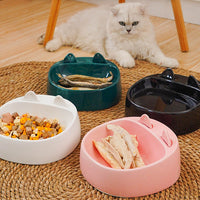 HKM-6177085 Automatic Ceramic Cat Bowl with Spoon for Drinking Water and Food
