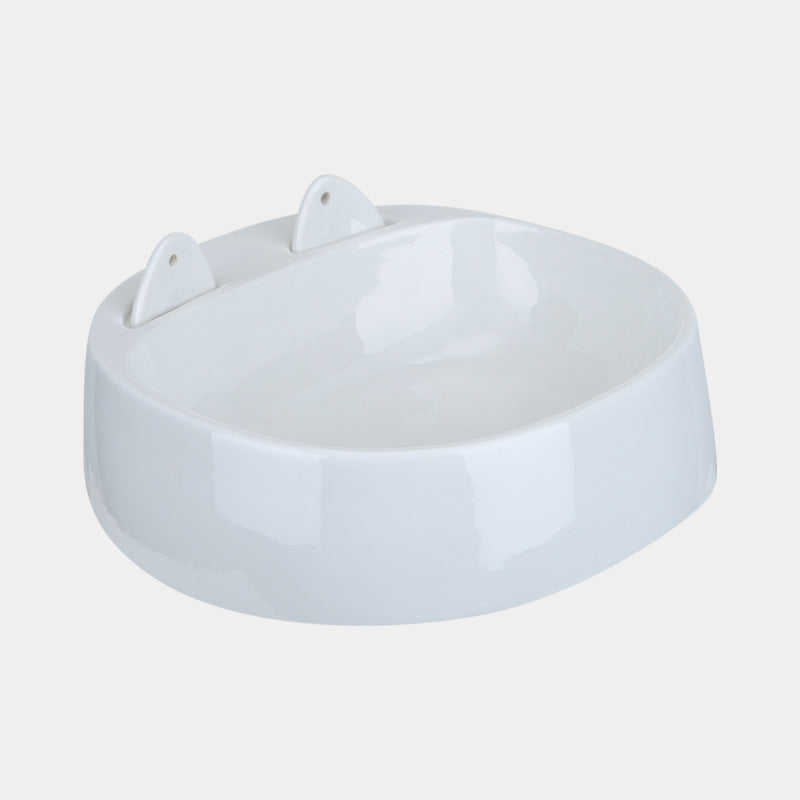 HKM-6177085 Automatic Ceramic Cat Bowl with Spoon for Drinking Water and Food