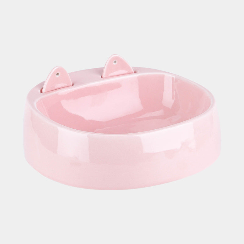 HKM-6177085 Automatic Ceramic Cat Bowl with Spoon for Drinking Water and Food