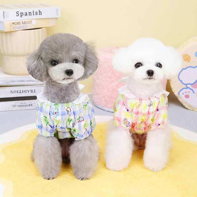 HKM-6177469 Pastoral Princess Style Pet Clothing for Small Dogs in Pink and Sky Blue