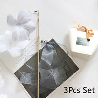 HKM-6177725 Telescopic Rod with Ribbon and Flower Replacement Head - White & Grey Blossoms Set