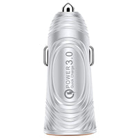 HKM-617811 USB Car Charger with QC3.0 and 3.1A Dual Ports in White and Black