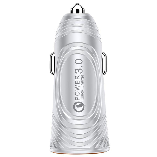 HKM-617811 USB Car Charger with QC3.0 and 3.1A Dual Ports in White and Black