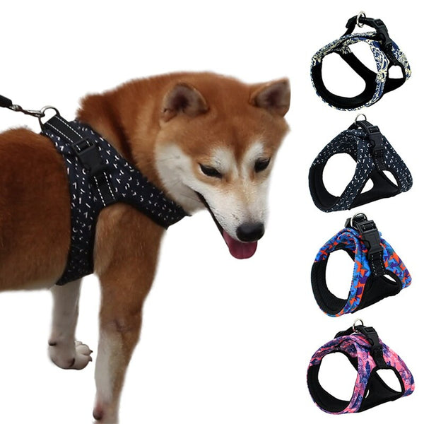 HKM-6178365 Reflective Mesh Dog Vest Harness with Quick-Release Seat Belt and Double Loop Design for Small to Medium Dogs