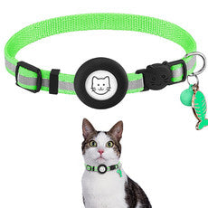 HKM-6178877 Reflective Striped Cat Collar with Anti-Missing Apple Airtag Tracker Sleeve